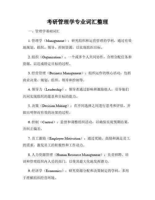 考研管理学专业词汇整理