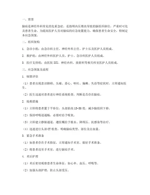患者突发脑疝的应急预案及流程