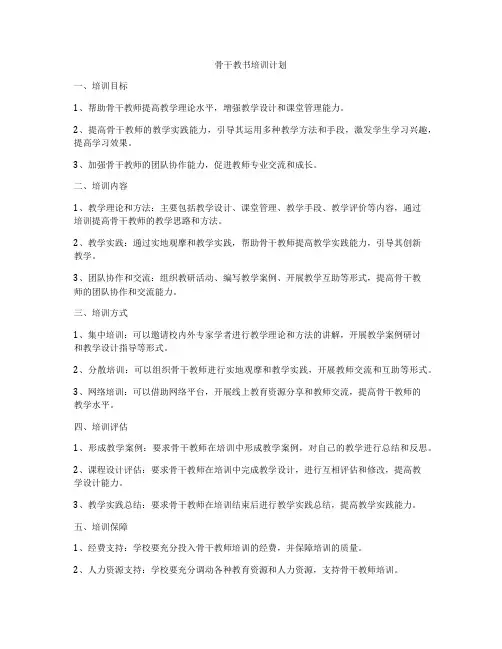 骨干教书培训计划