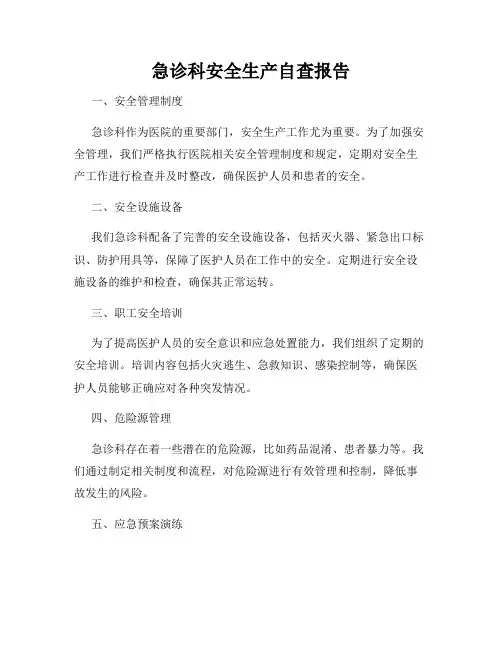 急诊科安全生产自查报告
