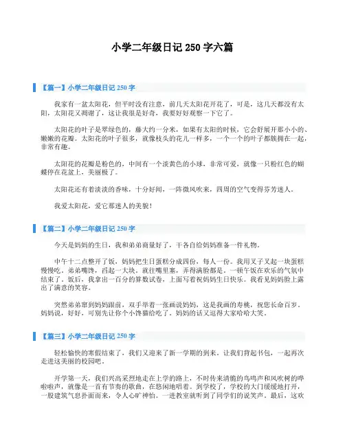小学二年级日记250字六篇