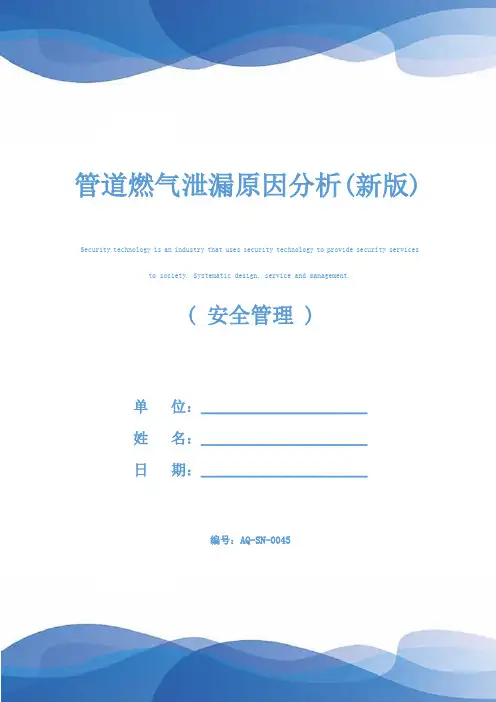 管道燃气泄漏原因分析(新版)