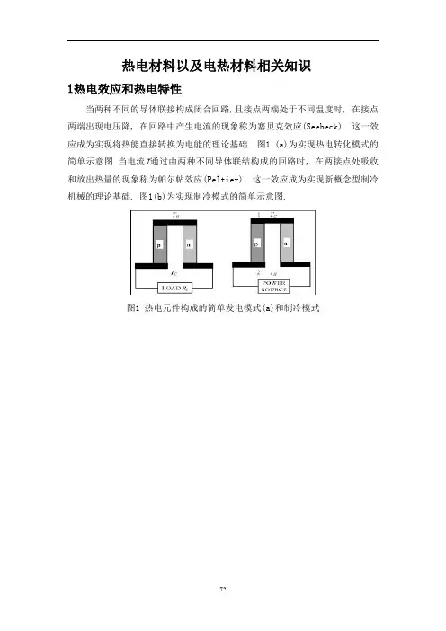 电热以及热电材料相关知识
