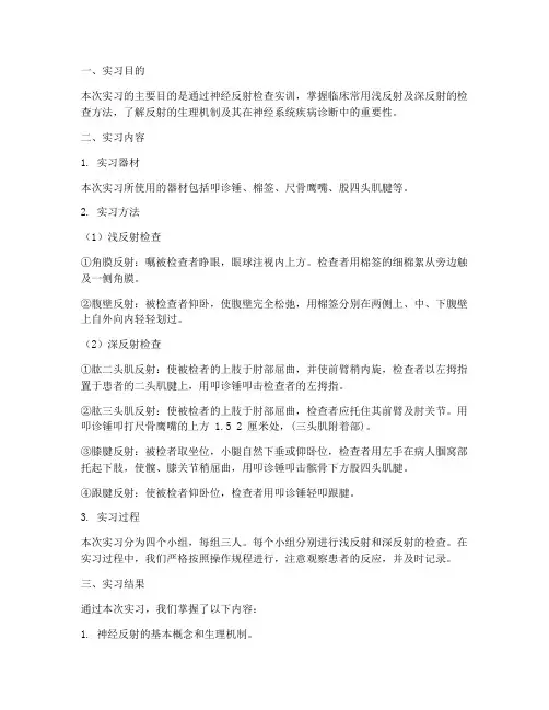 神经反射检查实习报告