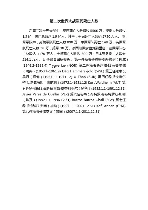 第二次世界大战军民死亡人数