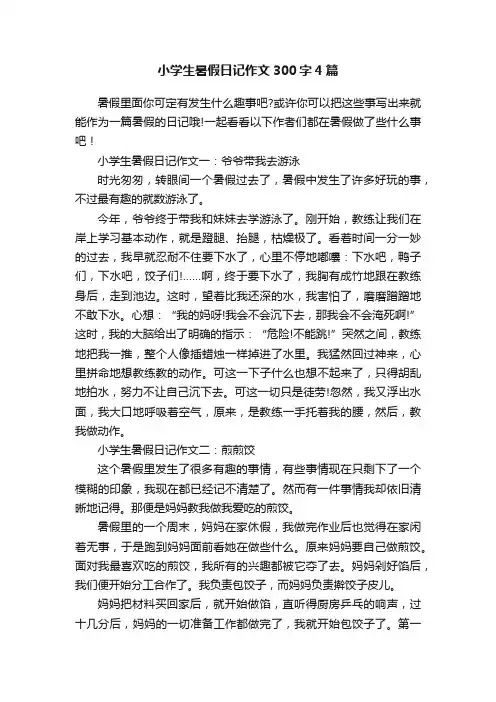 小学生暑假日记作文300字4篇