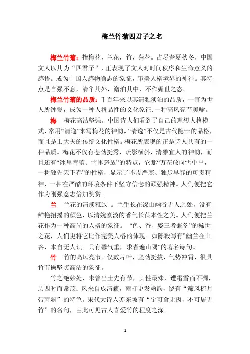 梅兰竹菊各代表什么含义