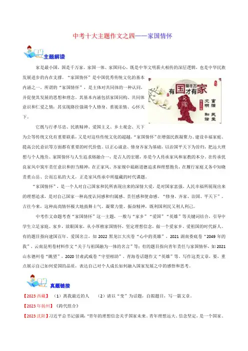 中考十大主题作文训练：家国情怀