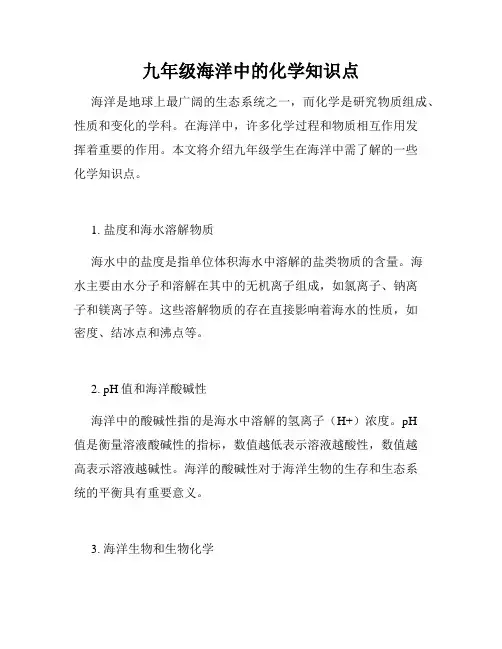 九年级海洋中的化学知识点