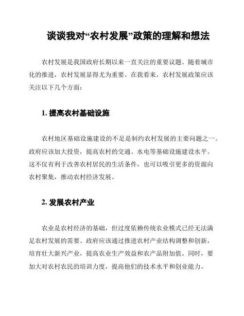 谈谈我对“农村发展”政策的理解和想法