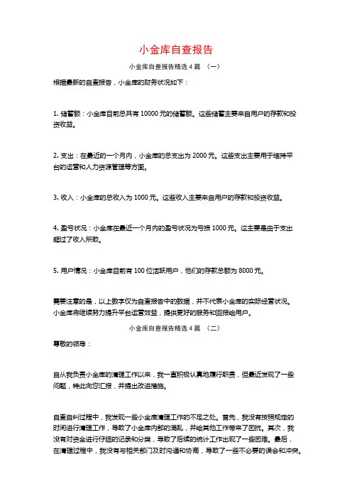 小金库自查报告4篇