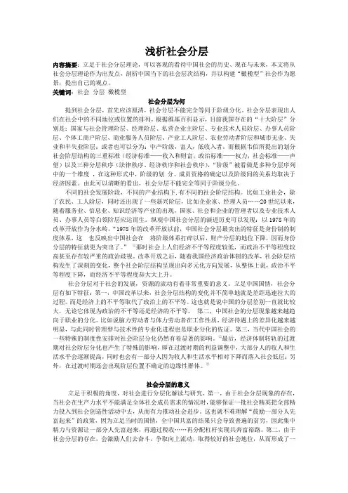 浅析社会分层
