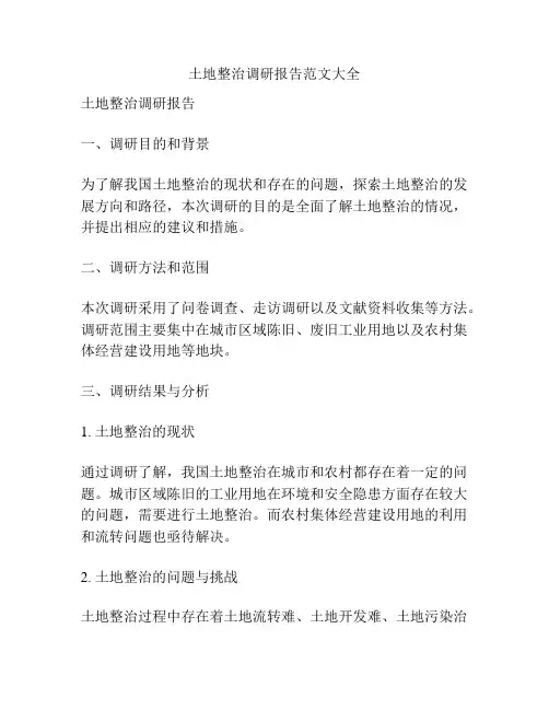 土地整治调研报告范文大全