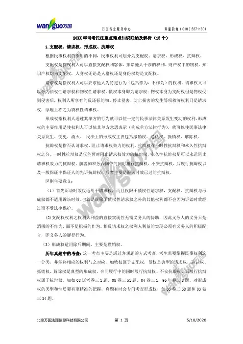 司考民法重点难点知识归纳及解析