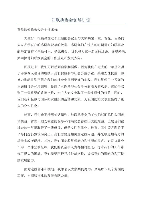 妇联执委会领导讲话