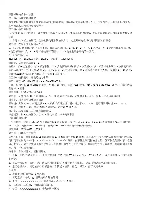 篮球场地画法(旧式)