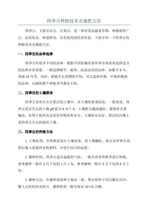 四季豆种植技术及施肥方法
