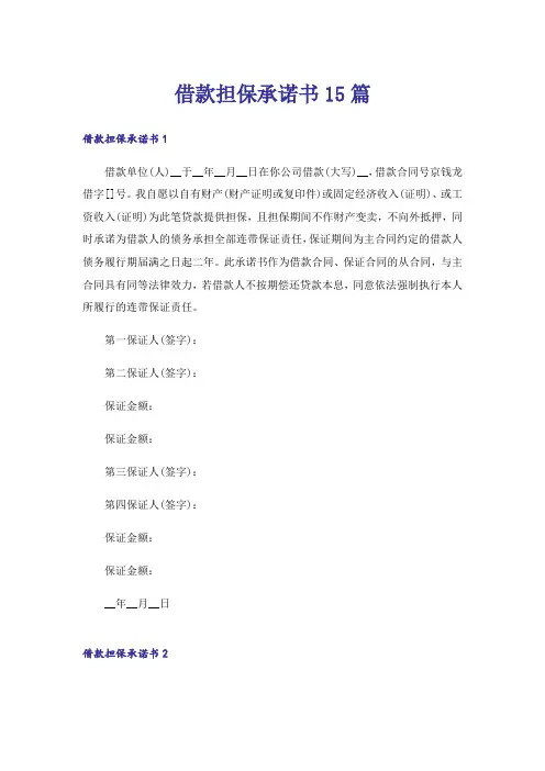 借款担保承诺书15篇