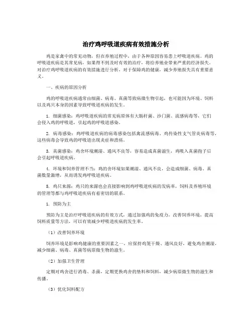 治疗鸡呼吸道疾病有效措施分析