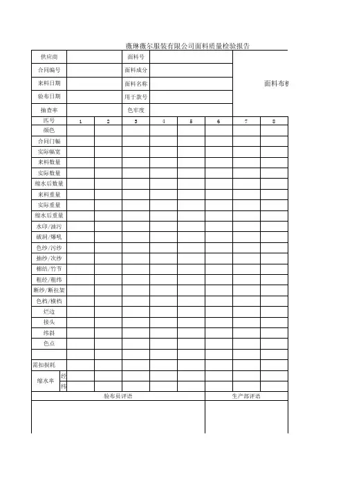面料质检报告