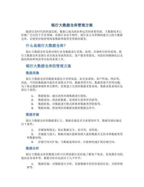 银行大数据仓库管理方案