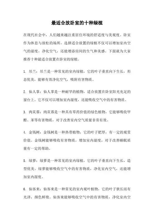 最适合放卧室的十种绿植