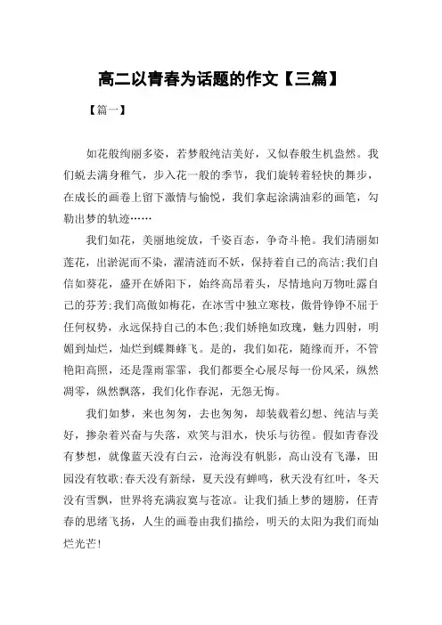 高二以青春为话题的作文【三篇】