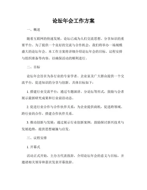 论坛年会工作方案