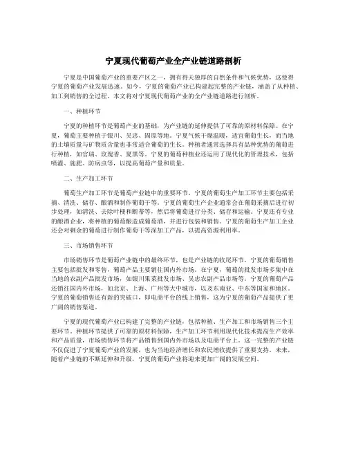 宁夏现代葡萄产业全产业链道路剖析