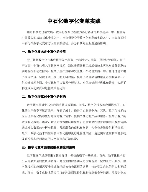 中石化数字化变革实践