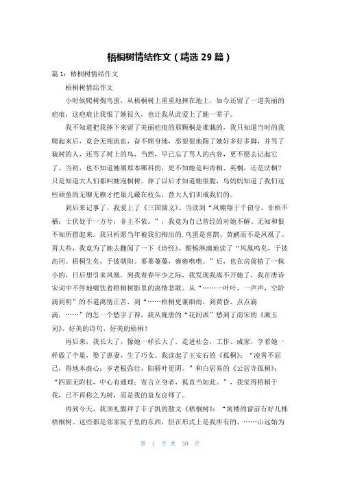 梧桐树情结作文(精选29篇)