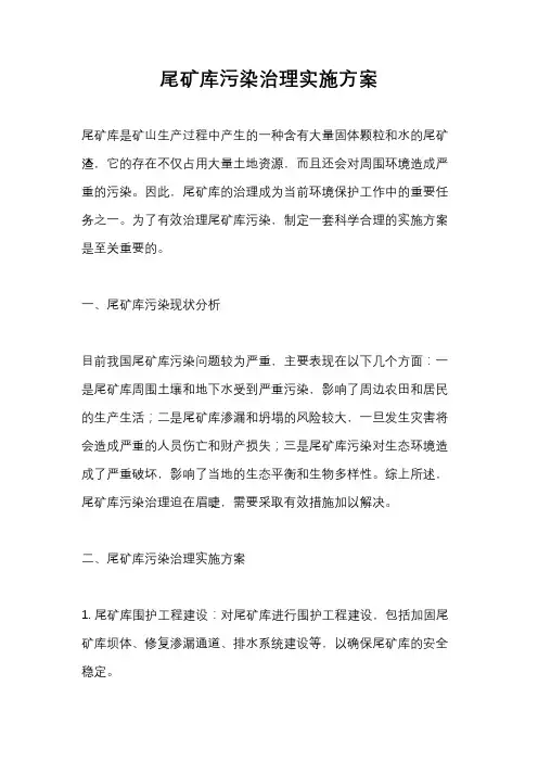 尾矿库污染治理实施方案