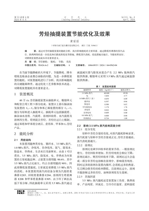 芳烃抽提装置节能优化及效果