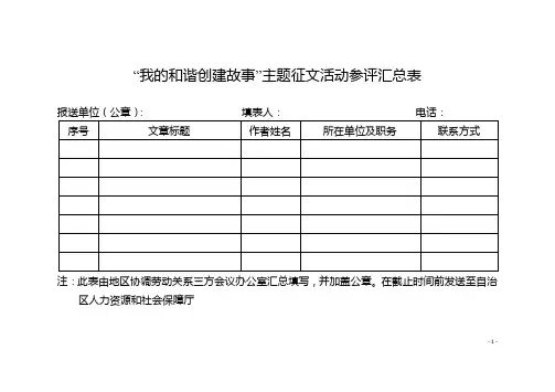 我的和谐创建故事主题征文活动参评汇总表