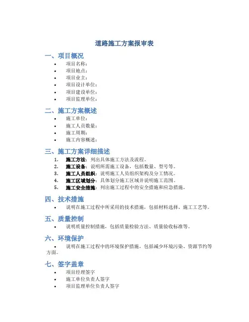 道路施工方案报审表