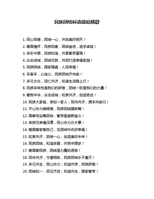 民族团结标语简短精辟