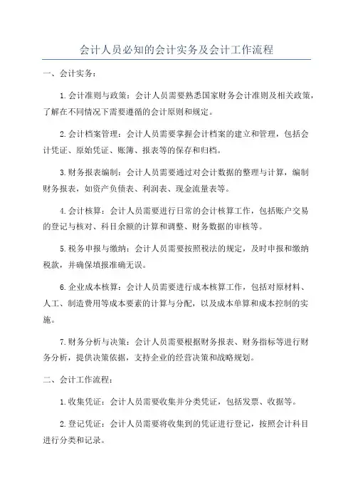 会计人员必知的会计实务及会计工作流程