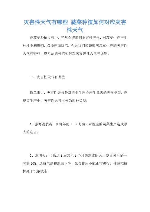 灾害性天气有哪些 蔬菜种植如何对应灾害性天气