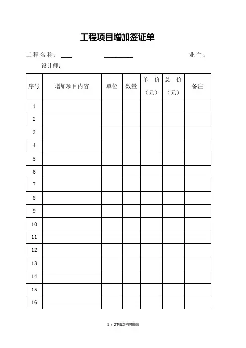 工程项目增加签证单