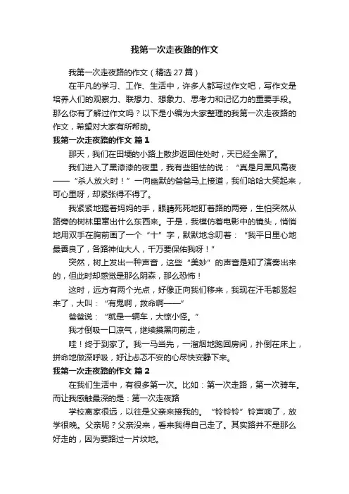我第一次走夜路的作文（精选27篇）