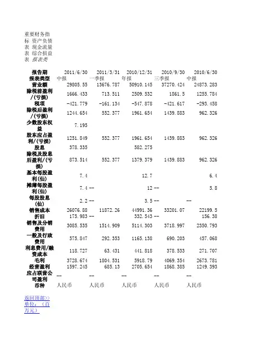 国美电器财务报表