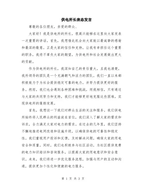 供电所长表态发言