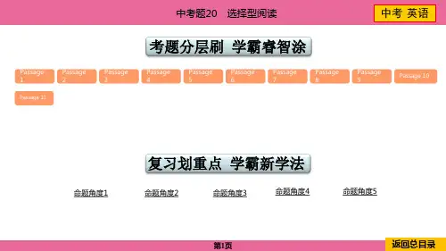 2024年中考英语总复习第二部分中考题型专题四阅读理解中考题20选择型阅读