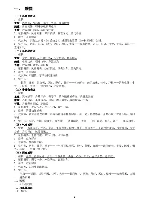 中医内科学复习资料