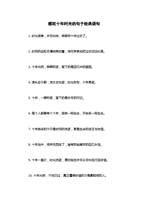 感叹十年时光的句子经典语句