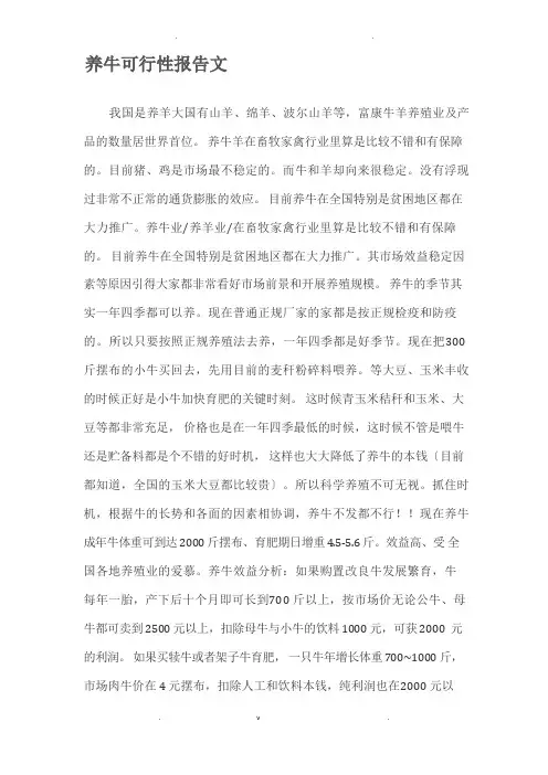 养牛可行性报告范文