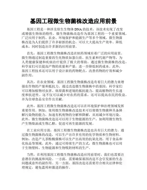 基因工程微生物菌株改造应用前景