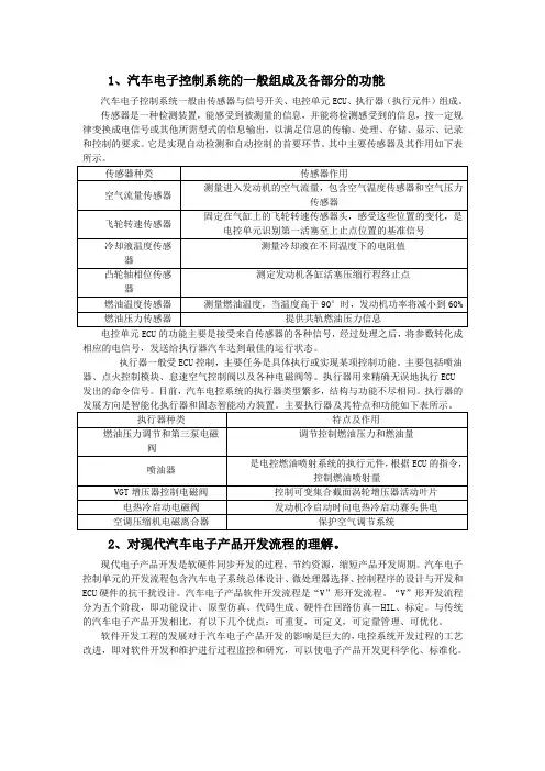 汽车电子产品开发流程