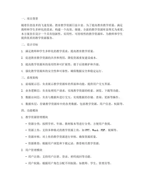 教学资源库的设计方案
