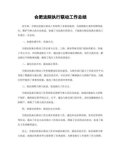 合肥法院执行联动工作总结